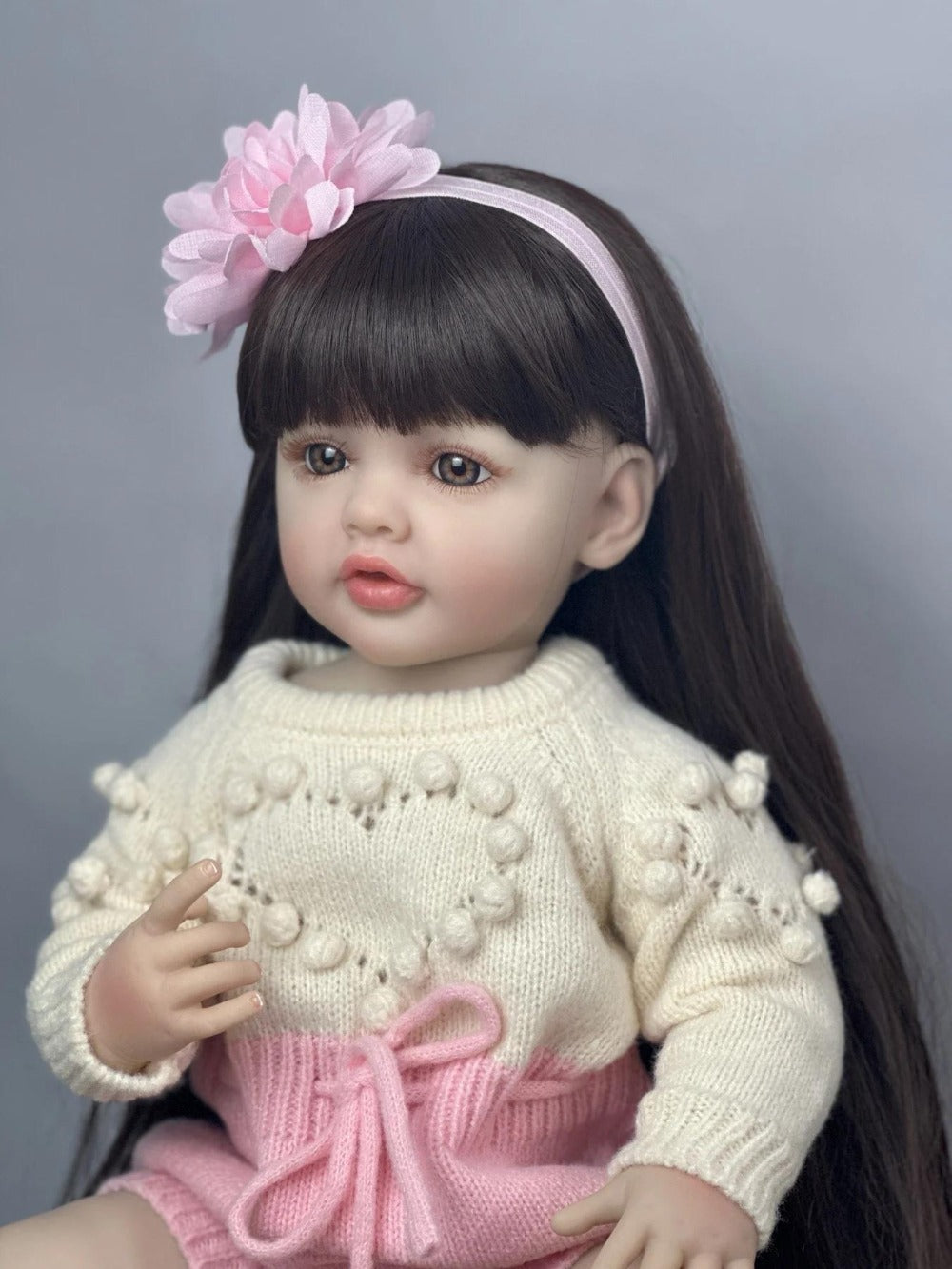 Reborn Baby Doll 22 Inch Full Vinyl Body Bath-Safe with Lifelike Weight Acrylic Eyes & Wig Hair – Includes Clothes Pacifier Bottle & Birth Certificate, Realistic Newborn Girl Gift for Kids & Collectors 55cm