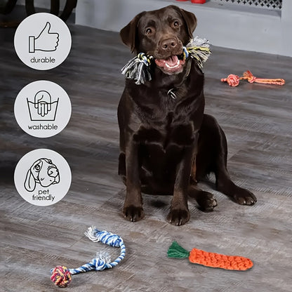 Interactive Dog Toy Set 6 or 12 Pieces Durable Fabric Chew Toys with Knot Toys Squeaker Balls Teeth Cleaning Training Toys for All Dog Breeds Sizes