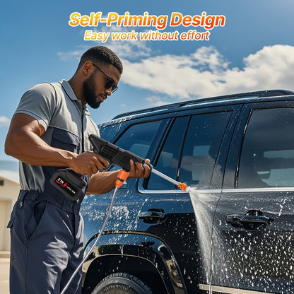 Cordless Pressure Washer 300W - 6-in-1 Nozzle, 1.3GPM Handheld Car Wash Gun with 15000mAh Battery, 60-Min Runtime for Car, Home, Garden & Floor Cleaning