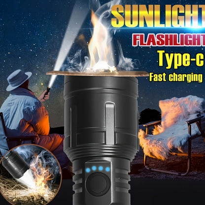 1000 Lumen LED Flashlight with Fire Starter - Aluminum Alloy Torch, Zoom Focus Ignition, Long Battery Life for Survival, Camping, Fishing & Power Outages, 1/2pcs