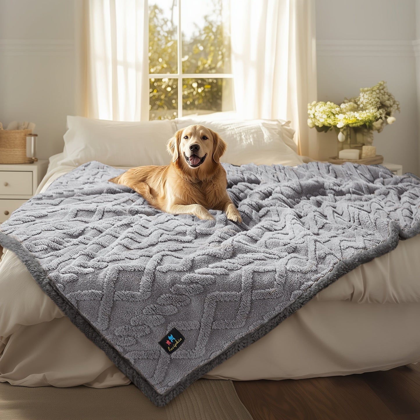 Liquid-Proof Dog Blanket for Sofa & Bed – Reversible Sherpa Fleece Pet Throw Cover for Small Medium Large Dogs & Cats, 6 Sizes, 4 Colors