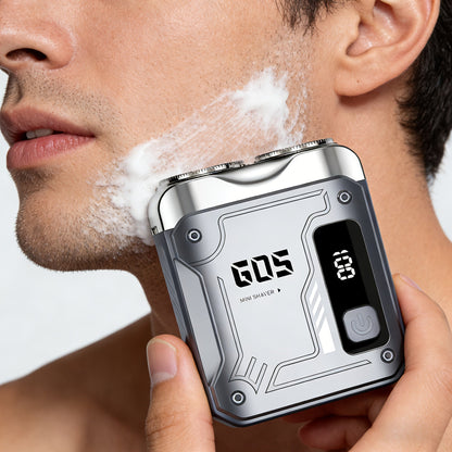 Portable Mini Electric Rotary Shaver for Men — USB Rechargeable Dual Head Cordless Razor, One-Button Operation, Long Battery Life, Pocket Size for Travel Home Gym, Gift for Him