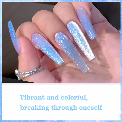 Aurora Cat Eye Gel Polish Light Blue 10ml – Magnetic Holographic Iridescent Shimmer UV LED Soak-Off Long-Lasting Gel Nail Polish, Salon-Quality 3D Nail Art Manicure for Women at Home