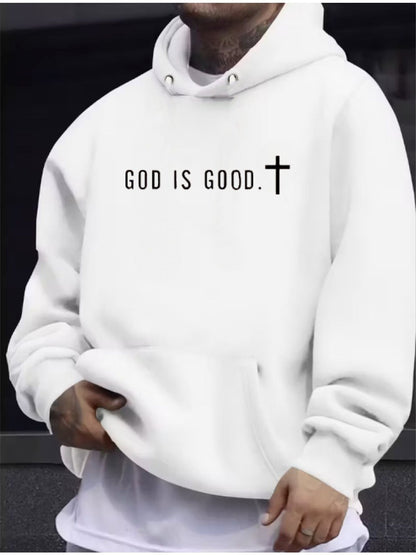 Men's Festive Graphic Hoodie - Loose Fit Holiday Print