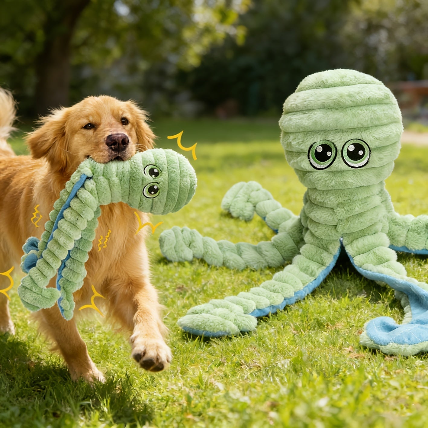 Squeaky Octopus Dog Toy - Soft Plush Chew Toy with Squeaker & Teeth Cleaning Design for Small Medium Large Dogs, Interactive Stuffed Animal Puppy Toy, Cute Durable Dog Gift - 6 Colors