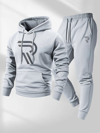Men's Tracksuit Jacket and Pants Set - Patriotic Print Cold-Weather Style