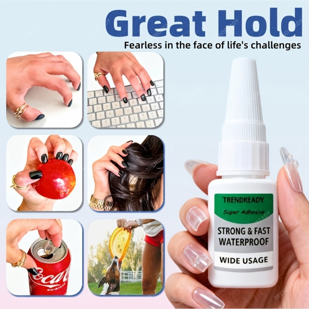 60+ Day Hold Nail Glue 4 Bottles 20g Each Super Strong Extra Hold Fast Drying No Lamp Needed Heavy Duty Adhesive for Press On Nails Fake Nails Acrylic Tips Nail Art Salon Home Use