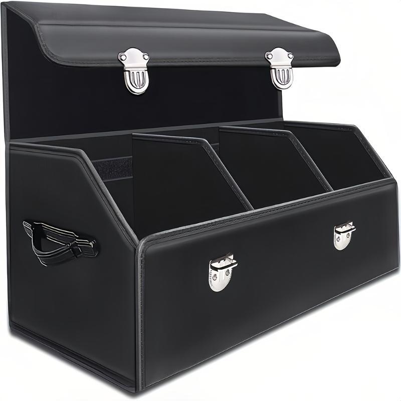 Car Trunk Storage Box PU Leather Auto Multiues Tools Storage Box Large Capacity Folding Auto Organizer Box for SUV Cars Stowing Tidying