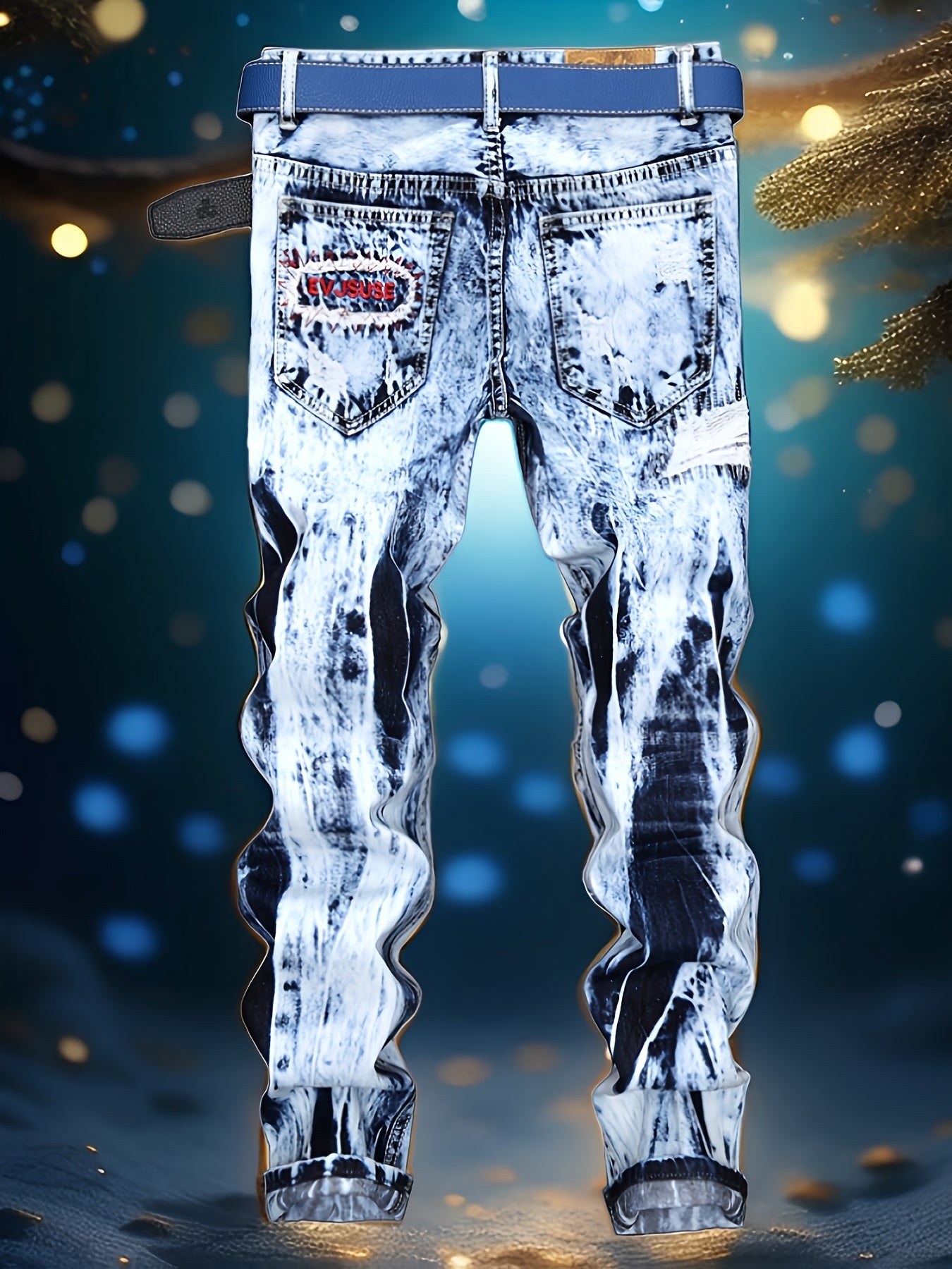 Women's Mid-Rise Straight Leg Jeans - Blue Distressed
