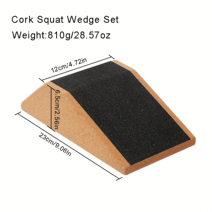 Cork Squat Wedge Blocks 2-Pack – Anti-Slip Pads, 1400 lbs Capacity, Calf Raiser & Yoga Ramp for Weightlifting, Squats & Stretch Training with Portable Bag