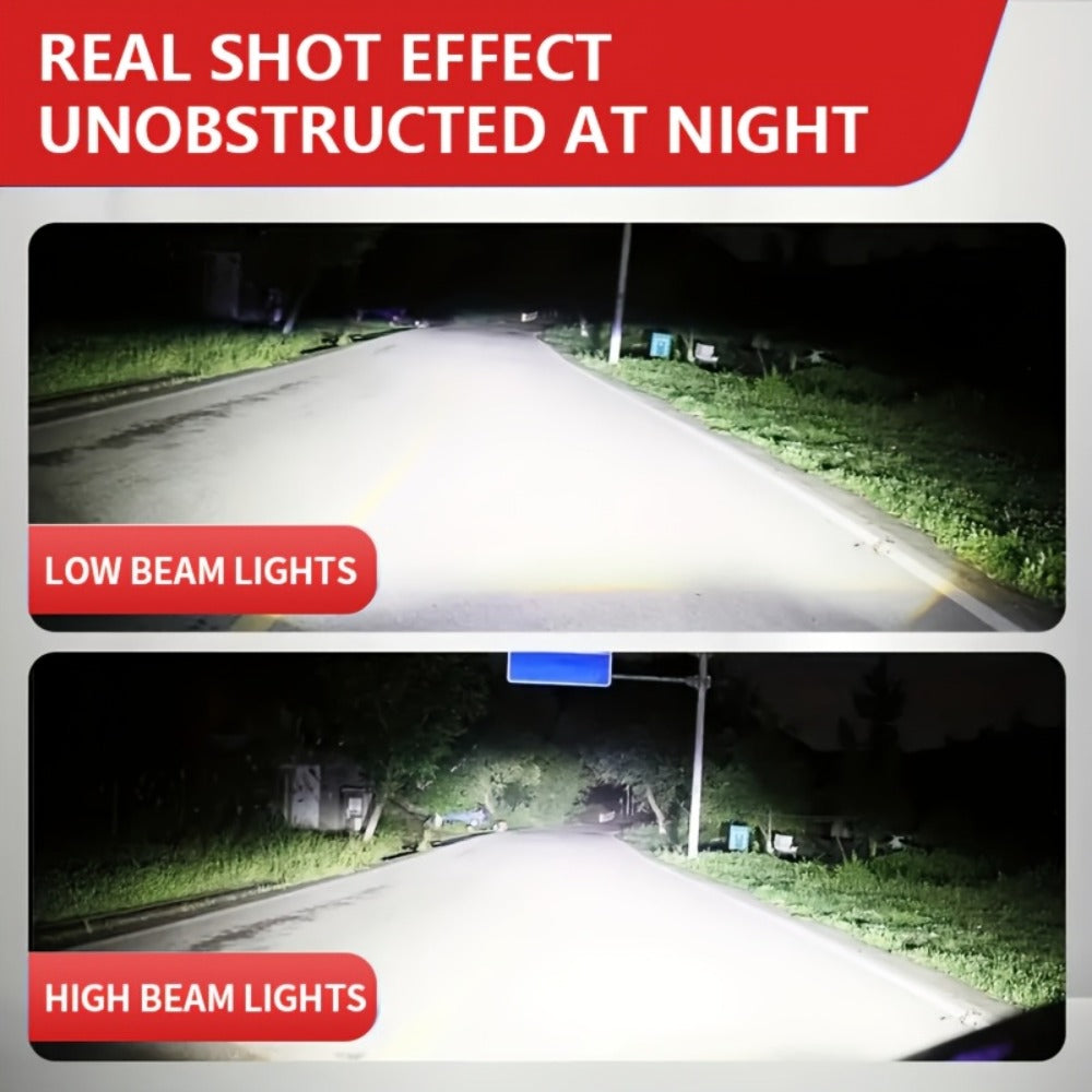 H4 LED Headlight Bulbs 2pcs 60000 Lumens 420W 3570 CSP Chip Projection Lens 6000K White High Low Beam 12-24V Ultra Bright Upgrade for Motor Vehicles Left-Hand Drive