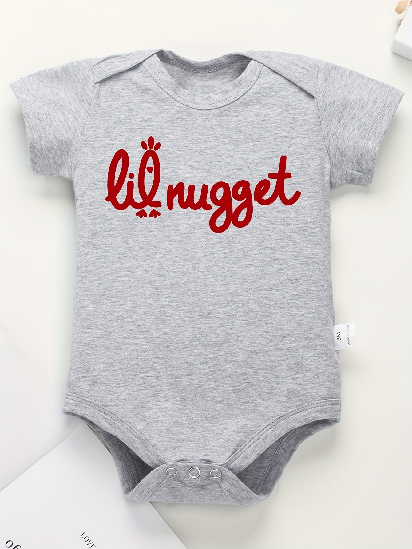Baby Letter Print Cotton Bodysuit - Soft Crew Neck Onesie