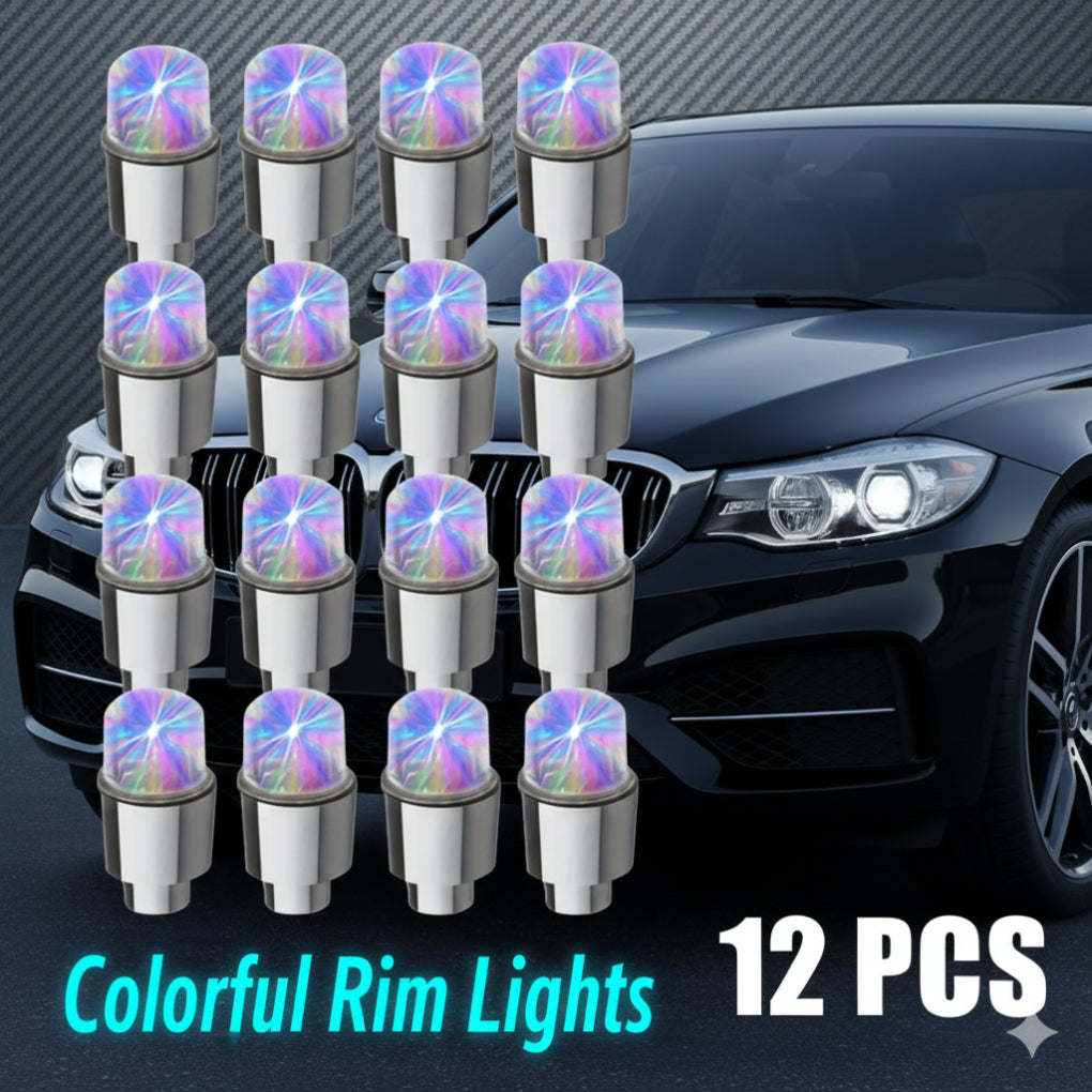 12pcs Colorful Wheel Light Cap Car Tire Valve Core