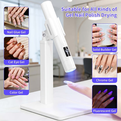 French Manicure Nail Stamper LED Lamp Kit — 4-Head Portable Rechargeable DIY Nail Art Tool with Nail Sticker Decor, One-Step Press-On French Tip Nail Light for Beginners Home & Travel, Gift for Women