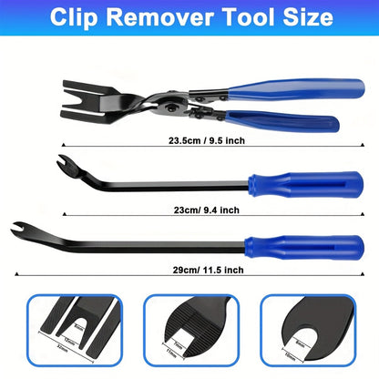 Auto Trim Removal Tool Kit 17pcs with Pry Tools Picks Metal Scraper Magnetic Telescopic Pickup Non-Slip Clips for Car Door Panel Dash Interior Bicycle Maintenance