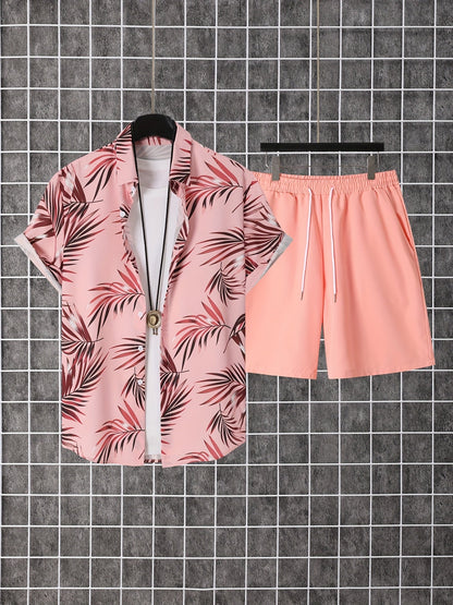 Men's Shirt and Shorts Set - Resort Print Summer Classic Edition