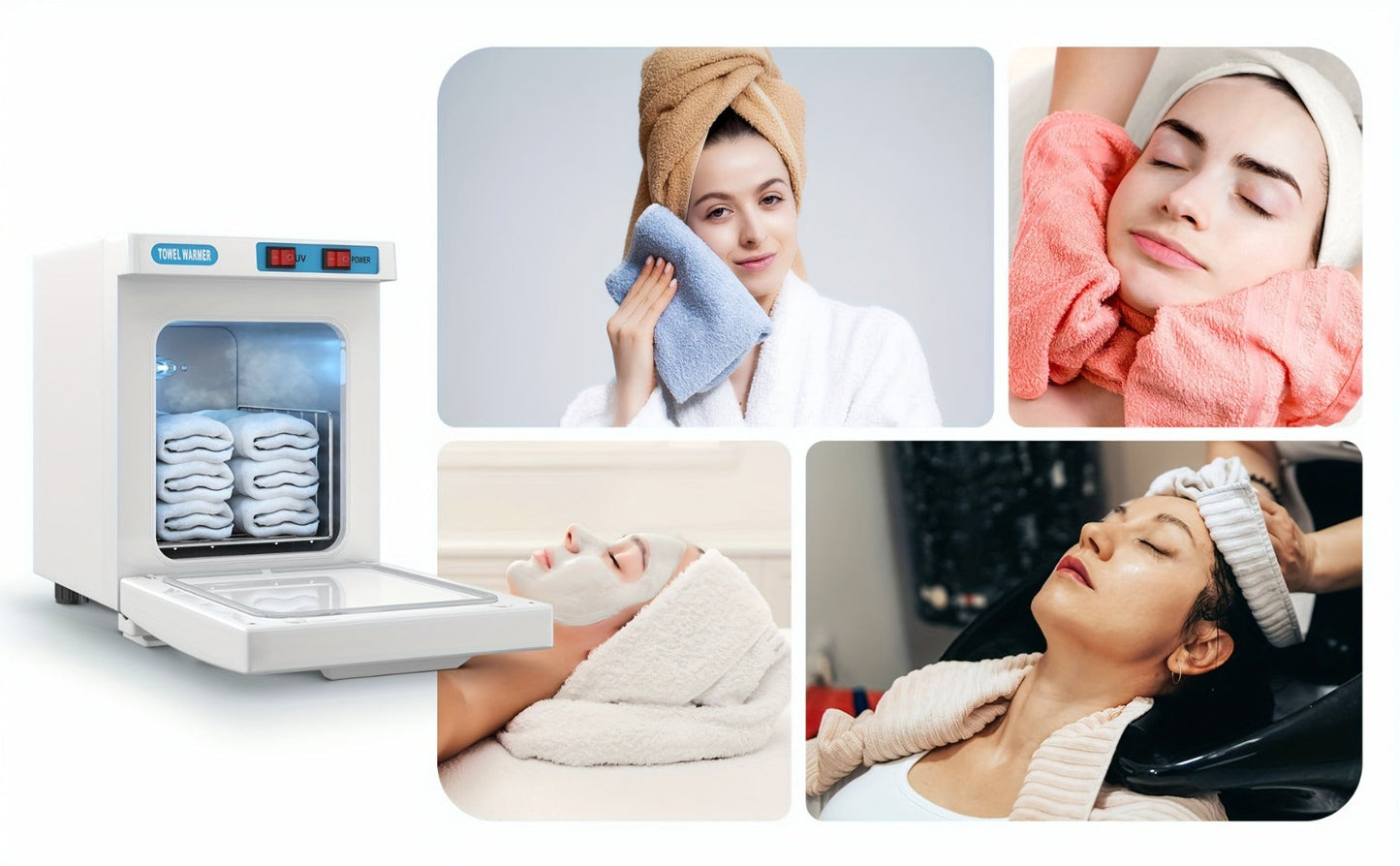 UV Hot Towel Warmer Cabinet 1.32 Gal 2-in-1 Heating & UV Sterilization — Freestanding Professional Spa Heater for Salon, Barber, Esthetician, Gym, Hotel & Home, Black & White