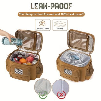 Tactical Insulated Lunch Bag for Men – Expandable Heavy-Duty Cooler Bag with MOLLE Webbing, Leakproof Thermal Lunch Box for Work, Camping, Outdoor Picnic & Hiking – Available in Green, Black & Khaki