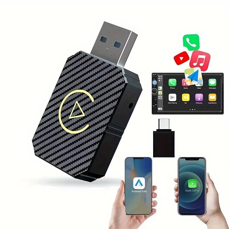 Mini wireless CarPlay adapter, suitable for Apple and Android, plug and play, low latency to convert wired to wireless CarPlay, suitable for a variety of models, upgraded in 2025, fast and stable connection, no battery required