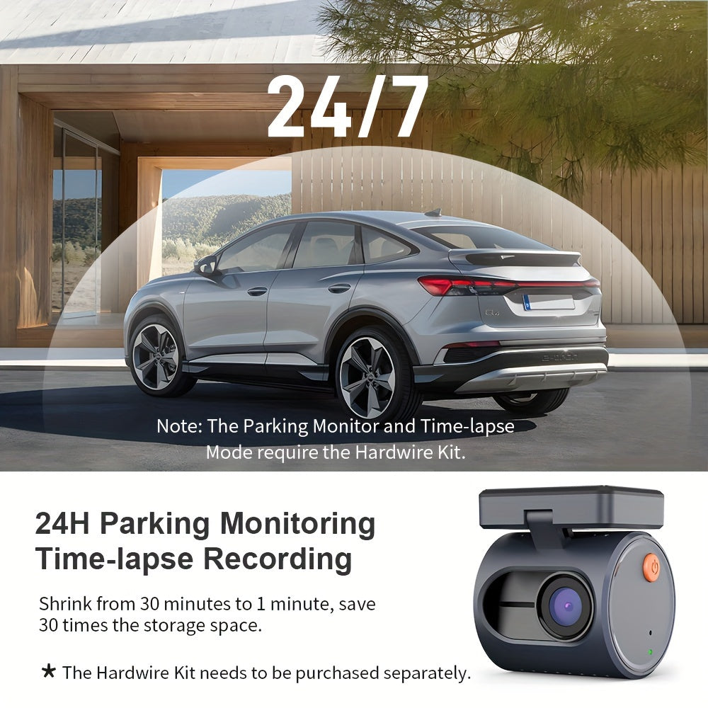 KAWA 1296P Mini Dash Camera For Car DVR Dash Cam KAWA MINI 3 Video Recorder Emergency Voice Control Night Vision WiFi APP Monitor WDR Blue (TF Card is not included)