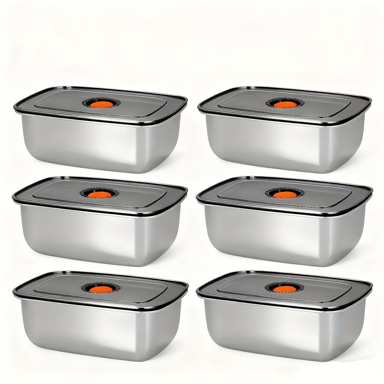 Stainless Steel Lunch Boxes, Set of 6 Large 50.72 oz Food Storage Containers with Lids – Airtight Stackable Refrigerator Storage Containers for Meal Prep, Leftovers, Kitchen and Office