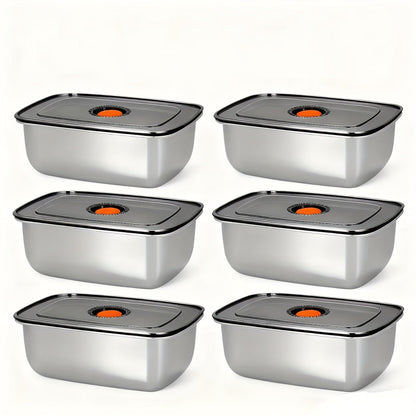 Stainless Steel Food Storage Containers, 6-Pack Airtight Stackable Meal Prep Containers with Lids – 40.58 oz Each, Heavy-Duty Lunch Box Set for Fridge, Freezer, Leftovers, Vegetables, Meat and Pantry