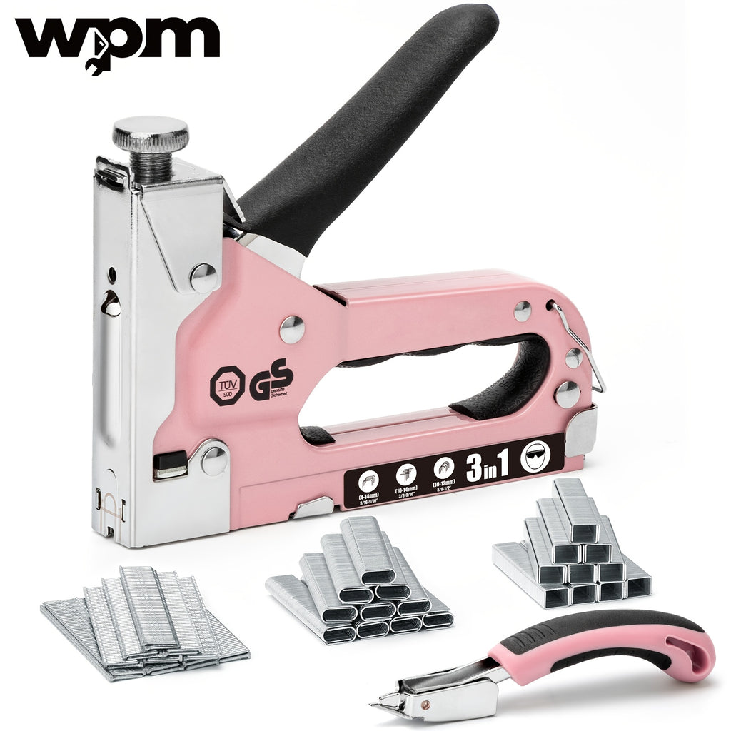 Heavy-Duty 3-in-1 Manual Staple Gun & Brad Nailer Kit with Staple Remover - Suitable for Upholstery, Carpentry,, Crafting - Brad Nailer Suitable for, Workshops, Furniture Repair,