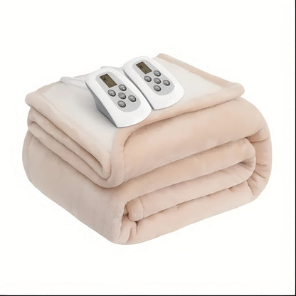 Dual Control Electric Heated Blanket with 10 Heat Levels - 10-Hour Auto Shutoff, Overheat Protection, Fast Heating, Soft Flannel, Machine Washable, 4 Sizes & 4 Colors, Bedroom Gift Blanket
