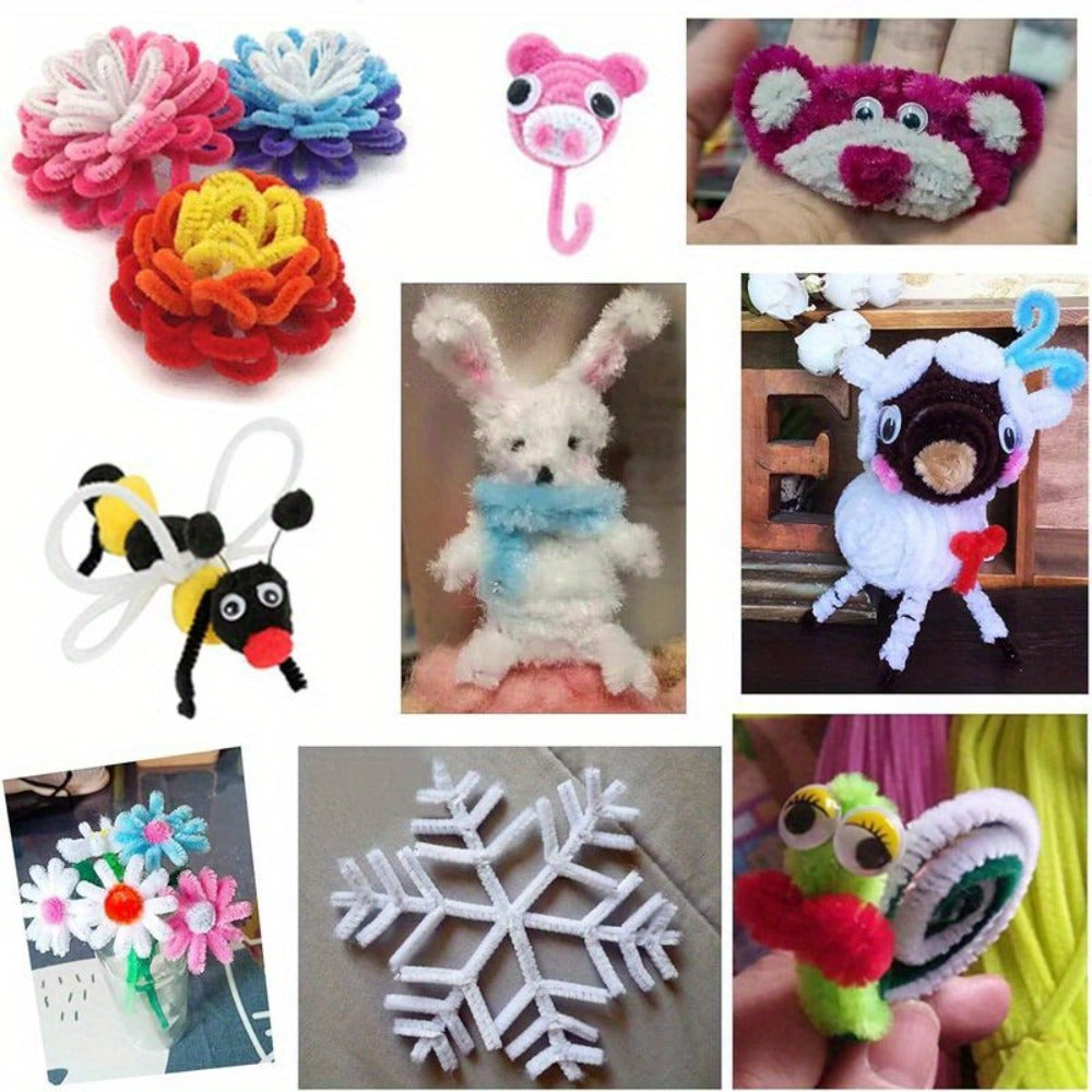 Pipe Cleaners 1020pcs Chenille Stems 20 Colors – Upgraded Thick Fuzzy Sticks with Patterned Rods for Kids Adults Teachers, DIY Arts & Crafts Supplies Bulk Set Birthday Christmas Gift