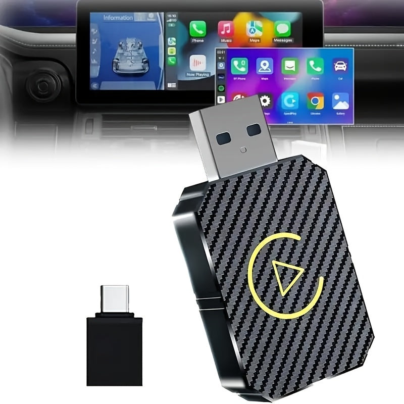 Mini wireless CarPlay adapter, suitable for Apple and Android, plug and play, low latency to convert wired to wireless CarPlay, suitable for a variety of models, upgraded in 2025, fast and stable connection, no battery required