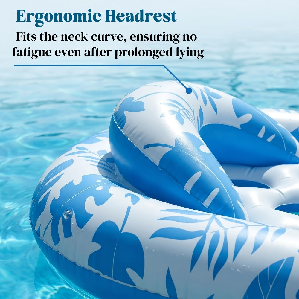Inflatable Pool Lounger XL 77"×50" with Backrest Adult Tanning Float Raft Floating Sunbathing Bed for Swimming Pool Lake Beach Summer Relaxation
