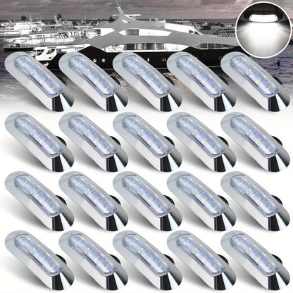 Marine LED Navigation Lights Set of 20 – Stern Circular Deck & Onboard Boat Lights for Yachts & Boats | Low Frequency, No Battery Required, Multi-Color Options