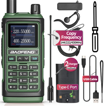 Ham Radio Walkie Talkie Tri-Band, BAOFENG UV-17R Long Range Two Way Radio 999CH VOX USB-C, VHF UHF Dual Band, CHIRP Compatible, Wireless Frequency Copy, Earpiece & Flashlight Included