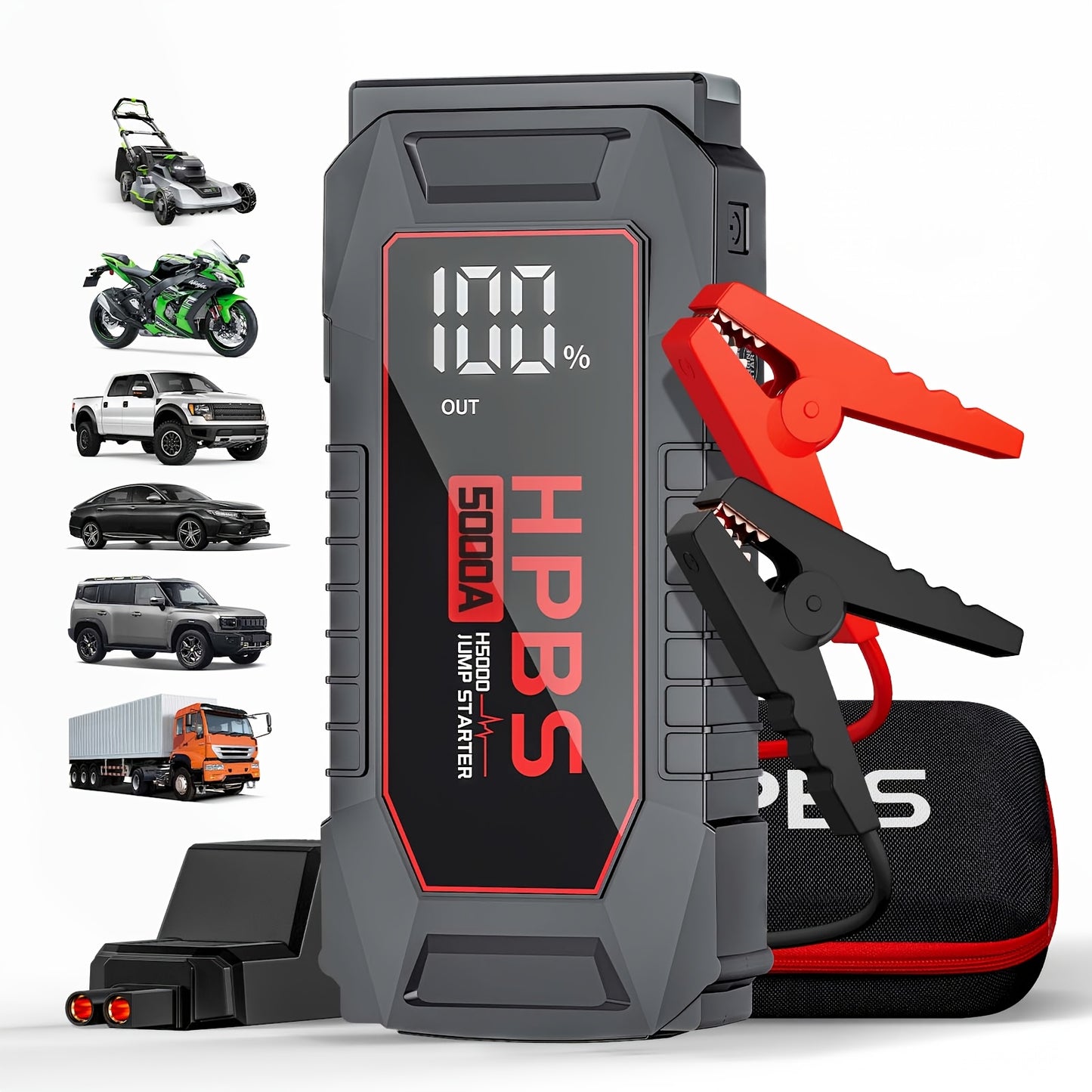 Jump Starter Battery Pack with Power Bank, 12V Battery Booster Charger for 2.64gal Gas And 2.11gal Diesel Engines-Motorcycle, Car, SUV, PICK-UP, Truck, Quick Start Dead Battery, Multi-Functional Flashlight for Outdoor Adventures