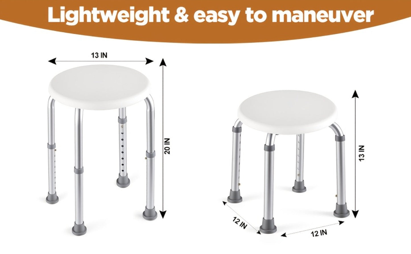 Shower Stool for Inside Shower – Adjustable Height Non-Slip Bath Seat, 300 LBS Capacity, Stable Bathroom Stool for Sitting, Fits Showers & Bathtubs, Lightweight & Easy Assembly