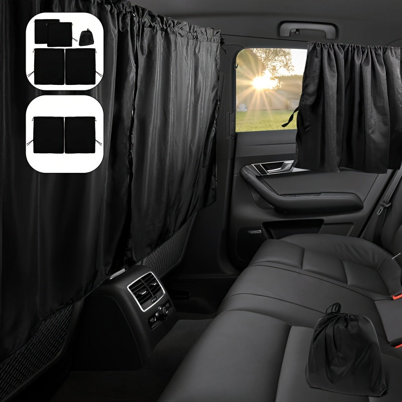 Car Curtains That Block 99% of Light, Including One Curtain for The Rear Seat Divider And Two for The Rear Side Windows, Designed for Wide Sedans And Suvs, Providing Sunshade Coverage (Set of Three Extra-Large Car Curtains)