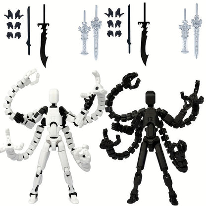 2pcs T13 Multi-Joint Action Figure Robot Set – 3D Printed Articulated Nova T-13 Mobile Robot Doll Desktop Decoration Game Enthusiast Collector Toy