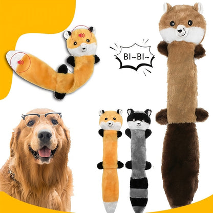 Squeaky Dog Toys No Stuffing Plush 3 Pack – Crinkle Flat Plush Toy Multipack Variety Set for Small Medium Dogs, Interactive Chew & Squeak Toys, Durable No-Mess Design