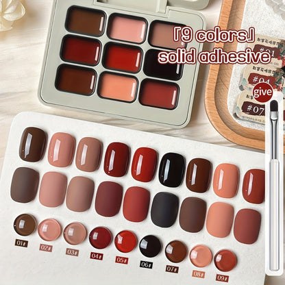 Gel Nail Polish Set 9 Colors Autumn Harvest High Saturation Soak-Off LED — Alcohol-Free Long-Lasting Solid Gel Polish Kit with Light Therapy Pen for Salon & Home Manicure