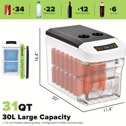 Portable Car Refrigerator Cooler & Warmer, 12V/24V DC & 120V AC Thermoelectric Fridge with Dual-Core Cooling – 23 or 31 Quart Electric Cooler for Camping, RV, Road Trip and Fishing