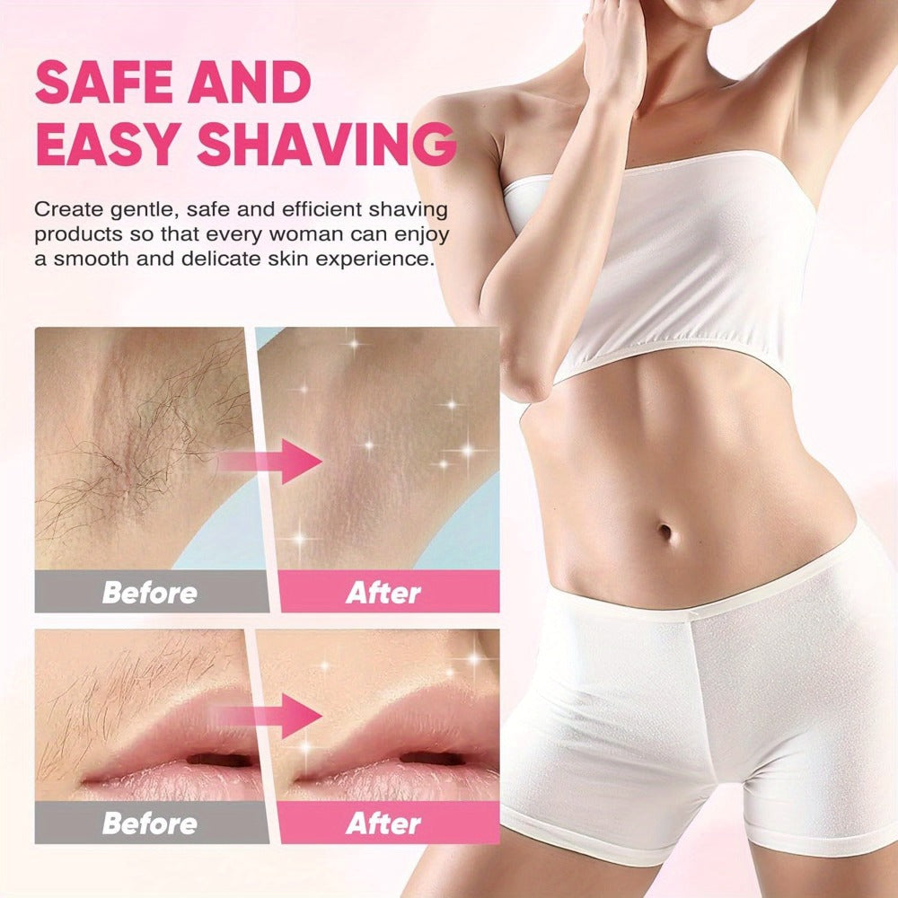Electric Hair Removal Shaver Women 2-in-1 Dual Head USB Rechargeable - Stainless Steel Blades Cordless Epilator for Face Legs Bikini Line Underarms Intimate Areas - Pink Purple Blue