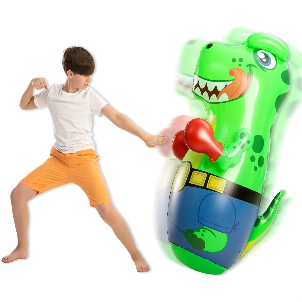 Inflatable Dinosaur Punching Bag for Kids 47 Inch – T-Rex Blow Up Bouncing Back Bopper, Water Base Bop Bag for Indoor Outdoor Active Play | Best Birthday Christmas Gift for Boys