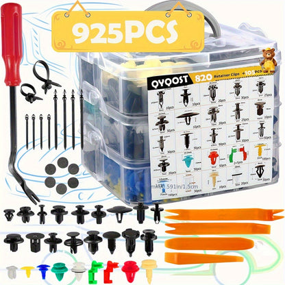 115pcs 925pcs 928pcs 1275pcs Car Body Universal Fasteners, Snap Rivets, Wing Expansion Screws, Willow Nails, Car Accessories Kit