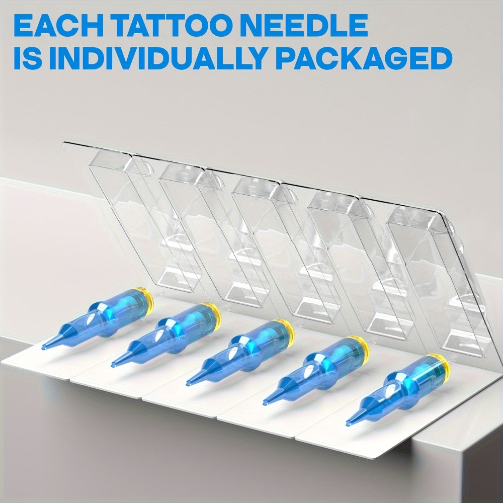 Tattoo Needles 50Pcs Round Liner Shader - POSEIDON V3 12RL 12RS Membrane Safety Stainless Steel Sterile Disposable Cartridge Needles for All Tattoo Machines Beginner & Professional Artists