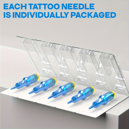 Tattoo Needles 50Pcs Round Liner Shader - POSEIDON V3 12RL 12RS Membrane Safety Stainless Steel Sterile Disposable Cartridge Needles for All Tattoo Machines Beginner & Professional Artists