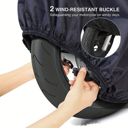 Motorcycle Cover Heavy Duty 210D - Waterproof, UV & Tear Resistant Motorbike Cover with Lock Holes | All-Weather Outdoor Protection