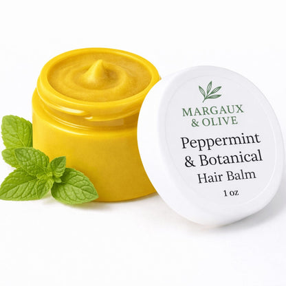 Peppermint Hair Balm for Scalp & Hair Care - Cooling Mint Formula Moisturizes, Soothes Scalp & Tames Frizz, Lightweight Non-Greasy Hold for All Hair Types, Women & Men, 1oz & 2oz