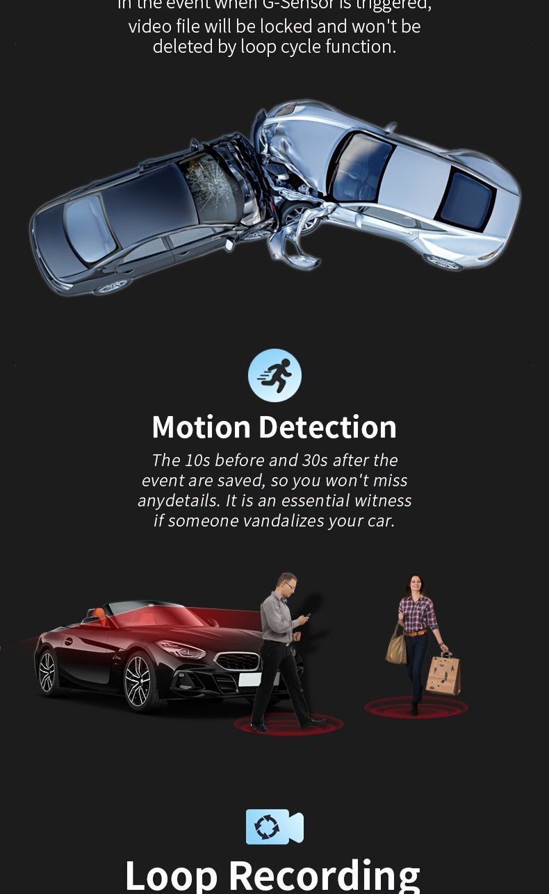 Dash Cam Car Black Box Dashcams for Cars Free 64GB SD Card with WIFI GPS Night Vision G-Sensor Loop Recording Ultra Wide Angle Front, Back, Left, Right 3.0 Inch IPS Screen No Card/ with 32GB Card/ with 64GB Card Dash Camera