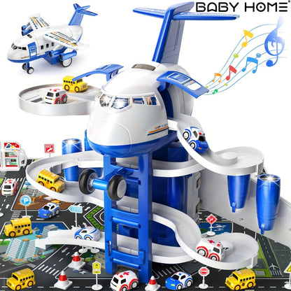 Kids Airplane Toy with LED Lights & Music – Inertia Friction Powered Passenger Plane Diecast Aircraft for Toddlers Boys Girls Ages 3-8 Educational Vehicle Toy Birthday Christmas Gift