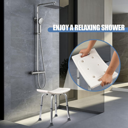 Shower Bench with Suction Feet – Adjustable Non-Slip Bath Stool, 350 LBS Capacity, Rust-Proof Aluminum, Medical Grade Bath Seat for Seniors, Adults & Disabled, Fits Showers & Tubs